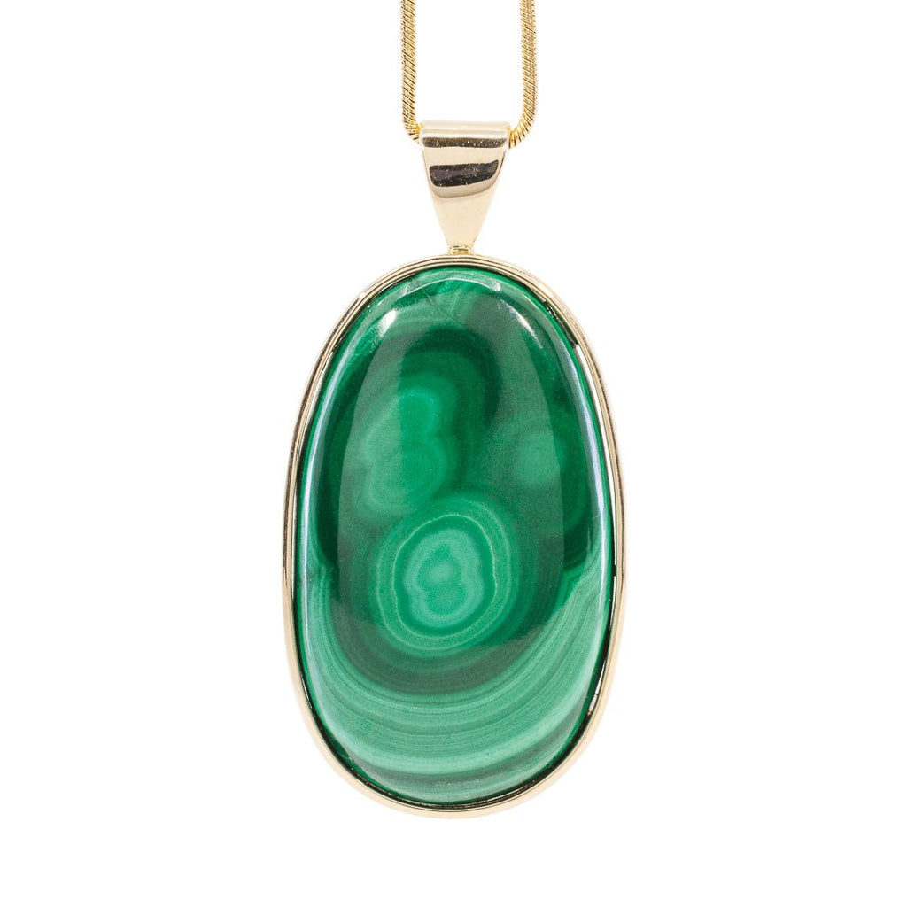 Malachite 56.06 Carat 14k Handcrafted Crystal Pendant - KKO-106 - Crystalarium