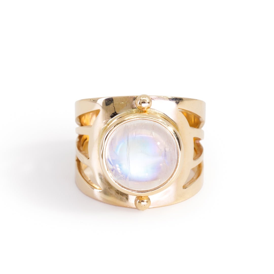 Moonstone 41.34 Carat 14k Handcrafted Gemstone Ring - JJO-239 - Crystalarium