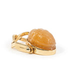 Peach Moonstone 16.51 Carat Carved Scarab 14k Handcrafted Gemstone Swivel Ring & Pendant - RO-058 - Crystalarium