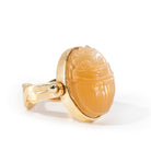 Peach Moonstone 16.51 Carat Carved Scarab 14k Handcrafted Gemstone Swivel Ring & Pendant - RO-058 - Crystalarium