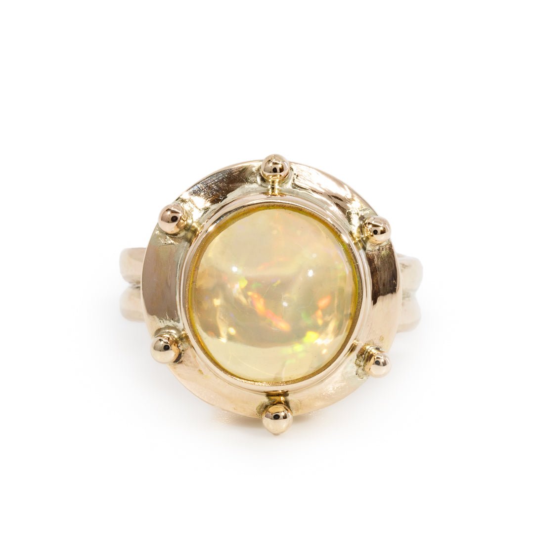 Opal 3.82ct Cabochon 14k Handcrafte Gemstone Ring - CCO-260 - Crystalarium