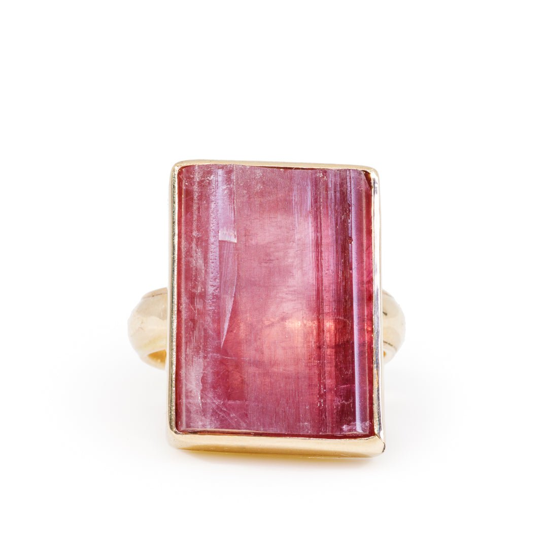 Pink Tourmaline 21.45 Carat 14k Handcrafted Natural Crystal Ring - JJO-123 - Crystalarium