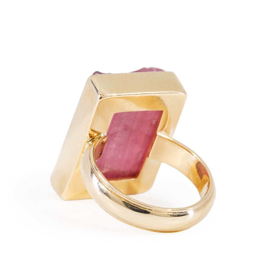 Pink Tourmaline 21.45 Carat 14k Handcrafted Natural Crystal Ring - JJO-123 - Crystalarium