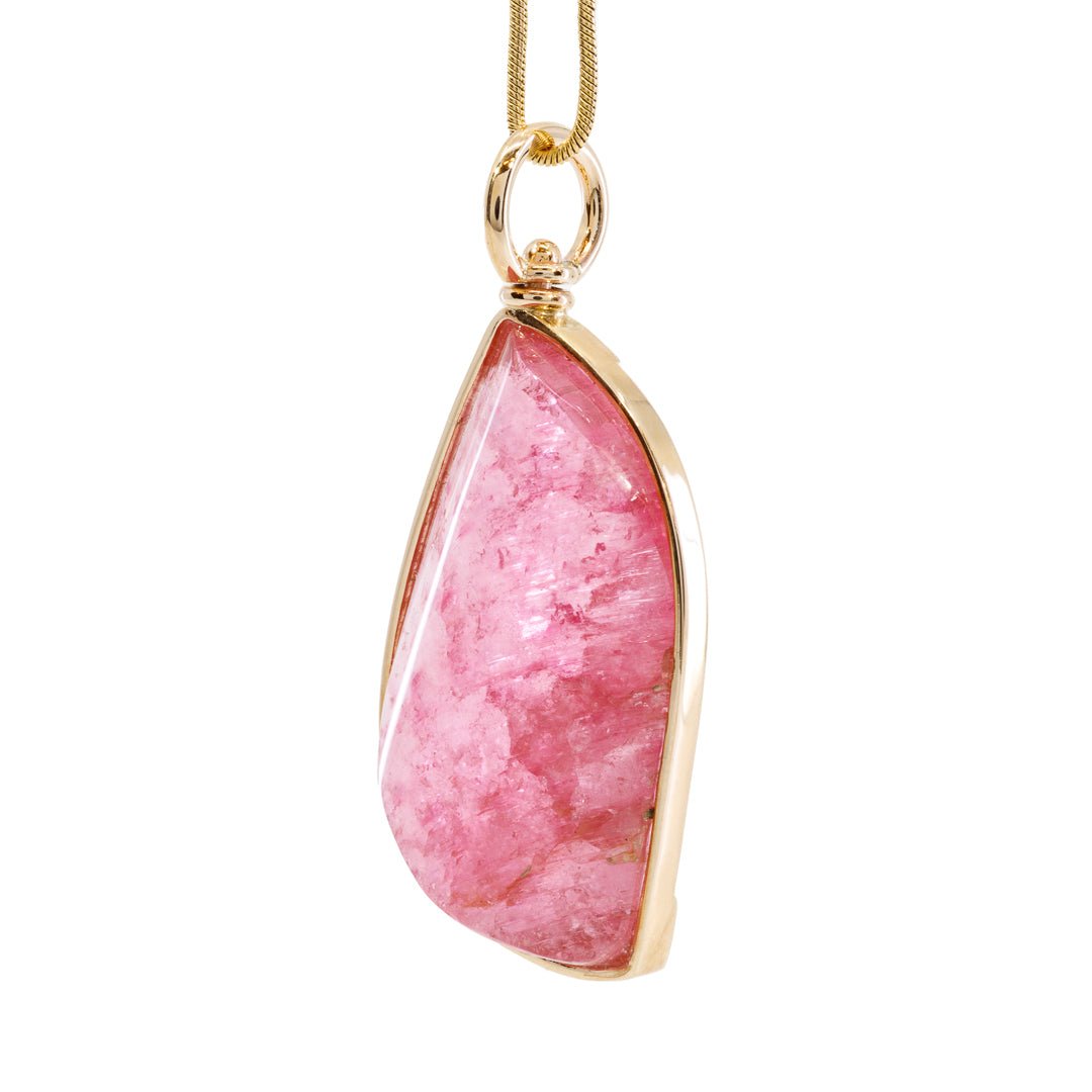 Pink Tourmaline "Rubellite" 34.13 Carat 14k Handcrafted Swivel Pendant - JJO-203 - Crystalarium