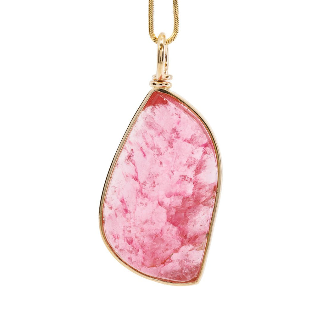 Pink Tourmaline "Rubellite" 34.13 Carat 14k Handcrafted Swivel Pendant - JJO-203 - Crystalarium