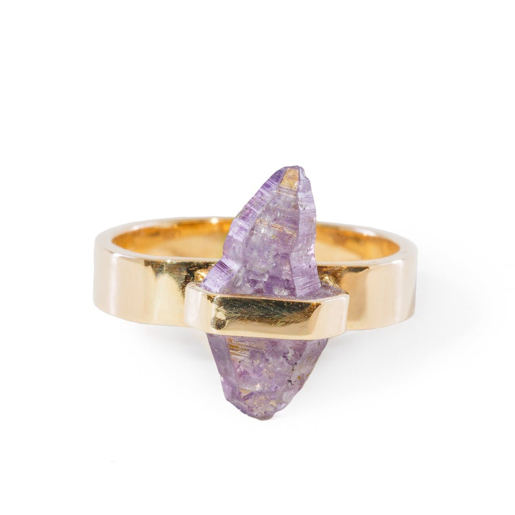 Purple Sapphire 5.14 Carat Natural Crystal Handcrafted 14k Ring - KKO-021 - Crystalarium