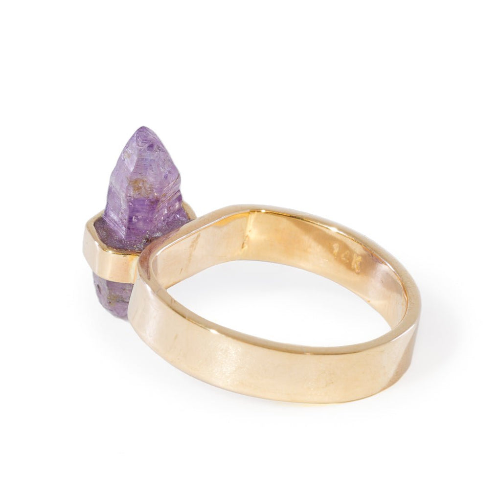 Purple Sapphire 5.14 Carat Natural Crystal Handcrafted 14k Ring - KKO-021 - Crystalarium