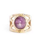 Star Ruby 11.41ct Cabochon 14kt Gold Ornate Ring - EEO-164 - Crystalarium