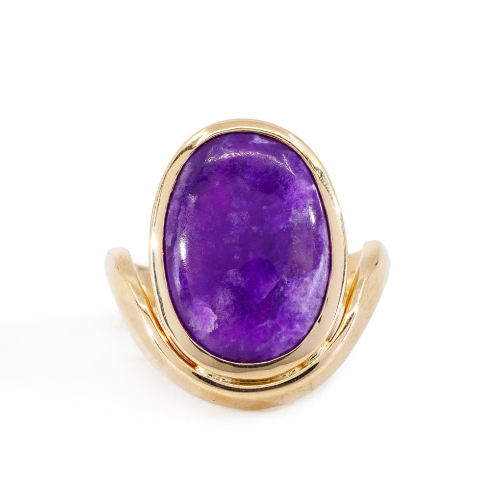 Sugilite 7.44 Carat Oval Cabochon14k Handcrafted Gemstone Ring - KKO-062 - Crystalarium