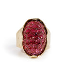 Rubellite Tourmaline 15.05 Carat Carved Cabochon 14k Handcrafted Gemstone Ring - BBO-379 - Crystalarium