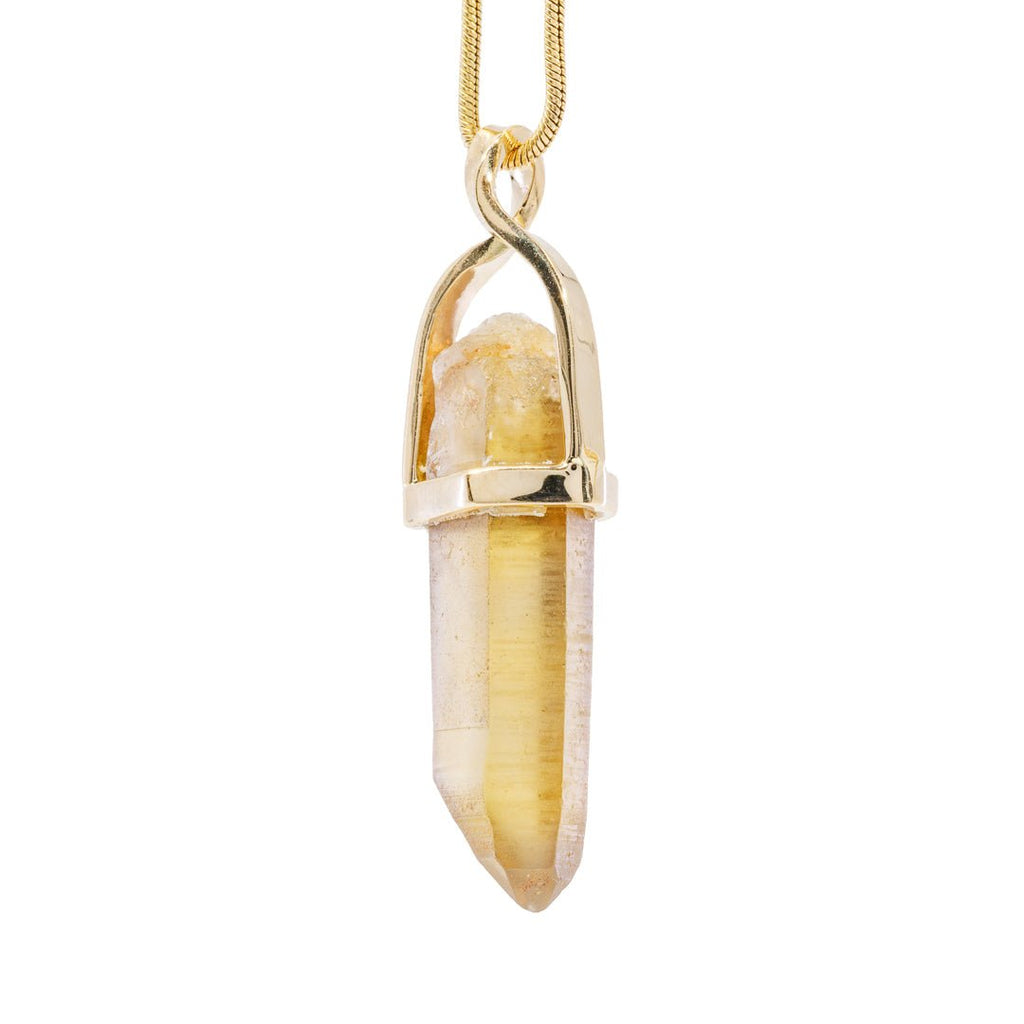 Zambian Citrine 11.58 Carat Natural Crystal 14k Handcrafted Natural Crystal Twist Pendant - KKO-155 - Crystalarium