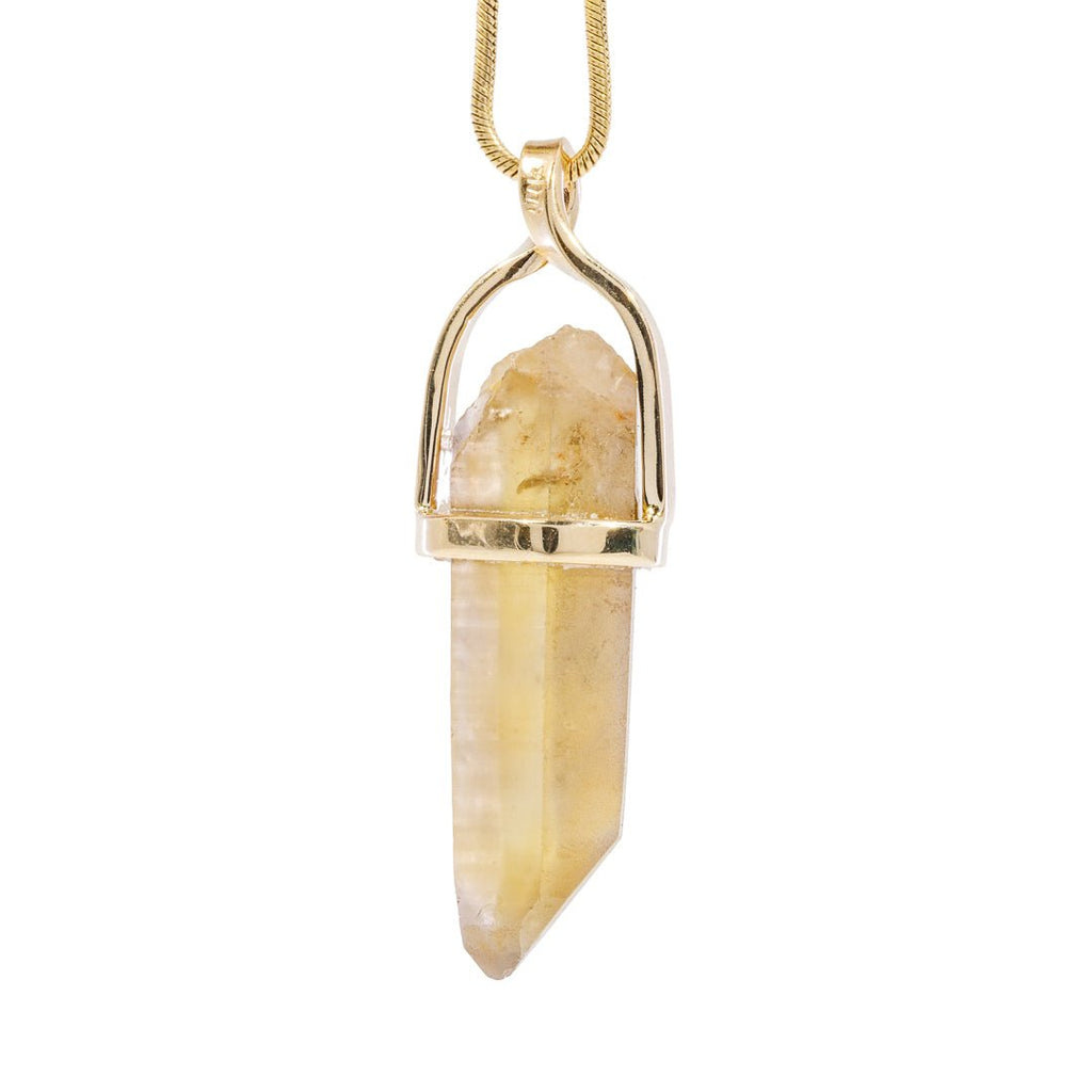 Zambian Citrine 11.58 Carat Natural Crystal 14k Handcrafted Natural Crystal Twist Pendant - KKO-155 - Crystalarium