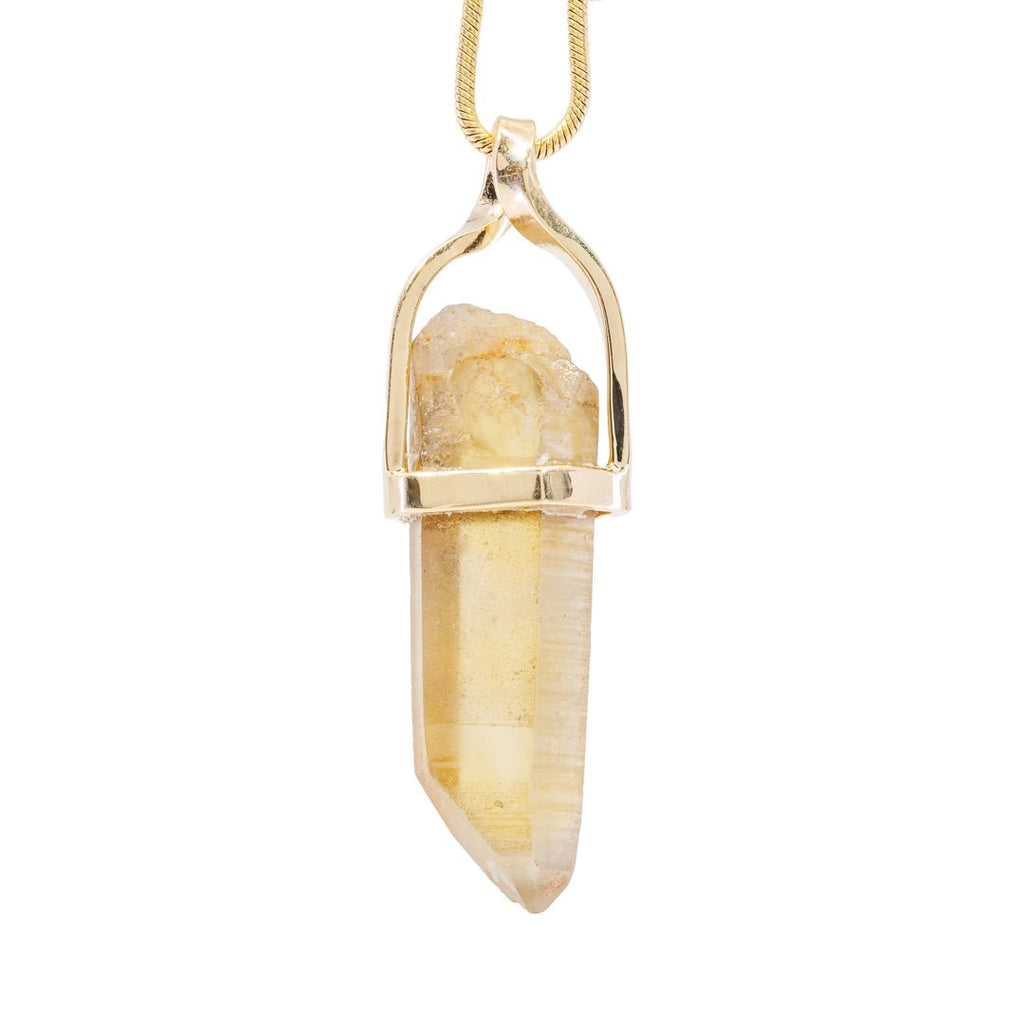 Zambian Citrine 11.58 Carat Natural Crystal 14k Handcrafted Natural Crystal Twist Pendant - KKO-155 - Crystalarium