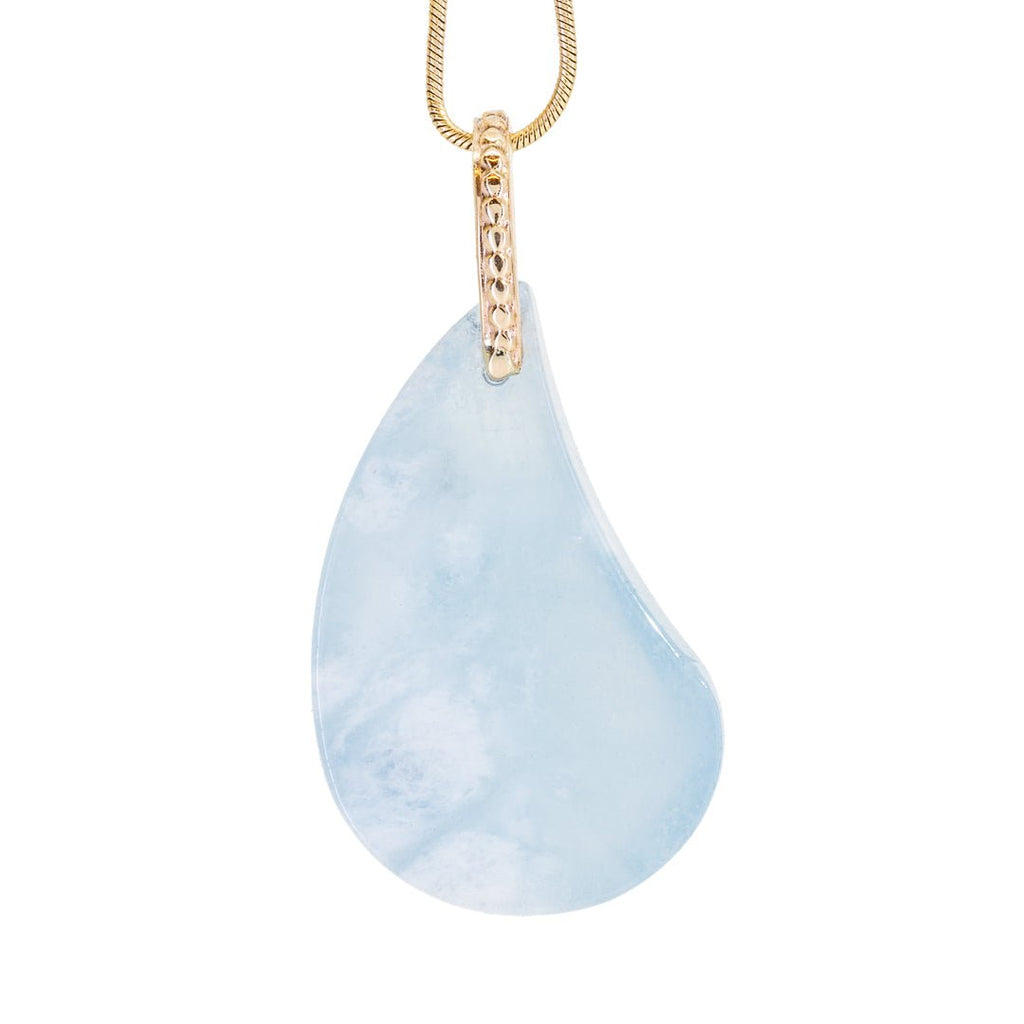 Aquamarine 50.42 Carat Freeform Cabochon 14k Handcrafted Gemstone Pendant - KKO-175 - Crystalarium