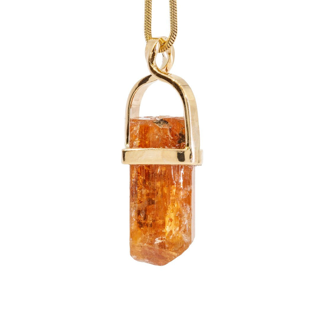 Imperial Topaz 19.16 Carat 14k Handcrafted Natural Crystal Twist Pendant - KKO-174 - Crystalarium