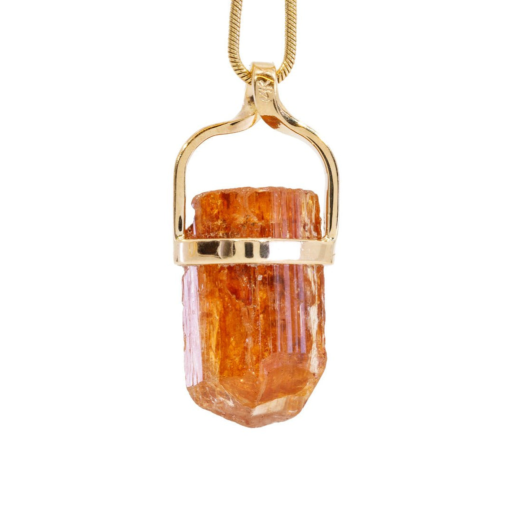 Imperial Topaz 19.16 Carat 14k Handcrafted Natural Crystal Twist Pendant - KKO-174 - Crystalarium