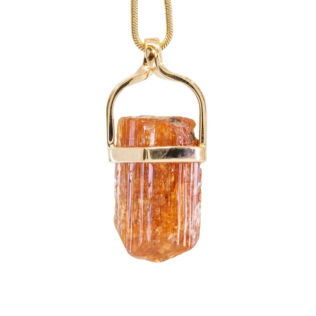 Imperial Topaz 19.16 Carat 14k Handcrafted Natural Crystal Twist Pendant - KKO-174 - Crystalarium