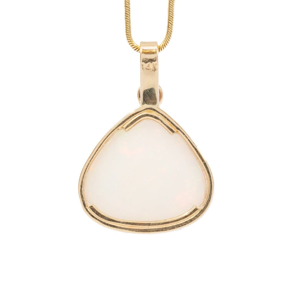 Opal 9.99 Carat Cabochon with Pink Sapphire 14k Handcrafted Gemstone Pendant - JJO-191 - Crystalarium