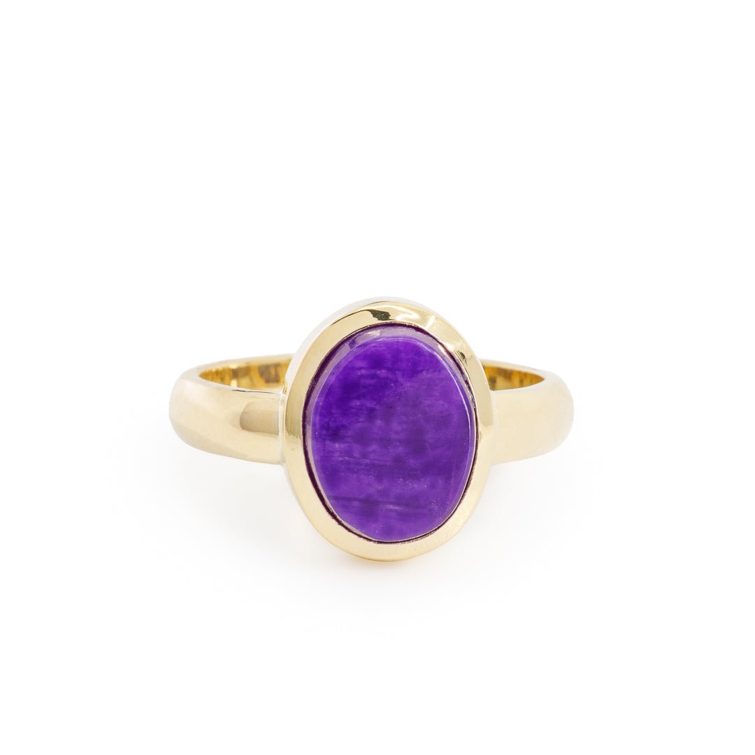 Gel Sugilite 4.85 Carat Cabochon 18k Handcrafted Gemstone Ring - KKO-104 - Crystalarium