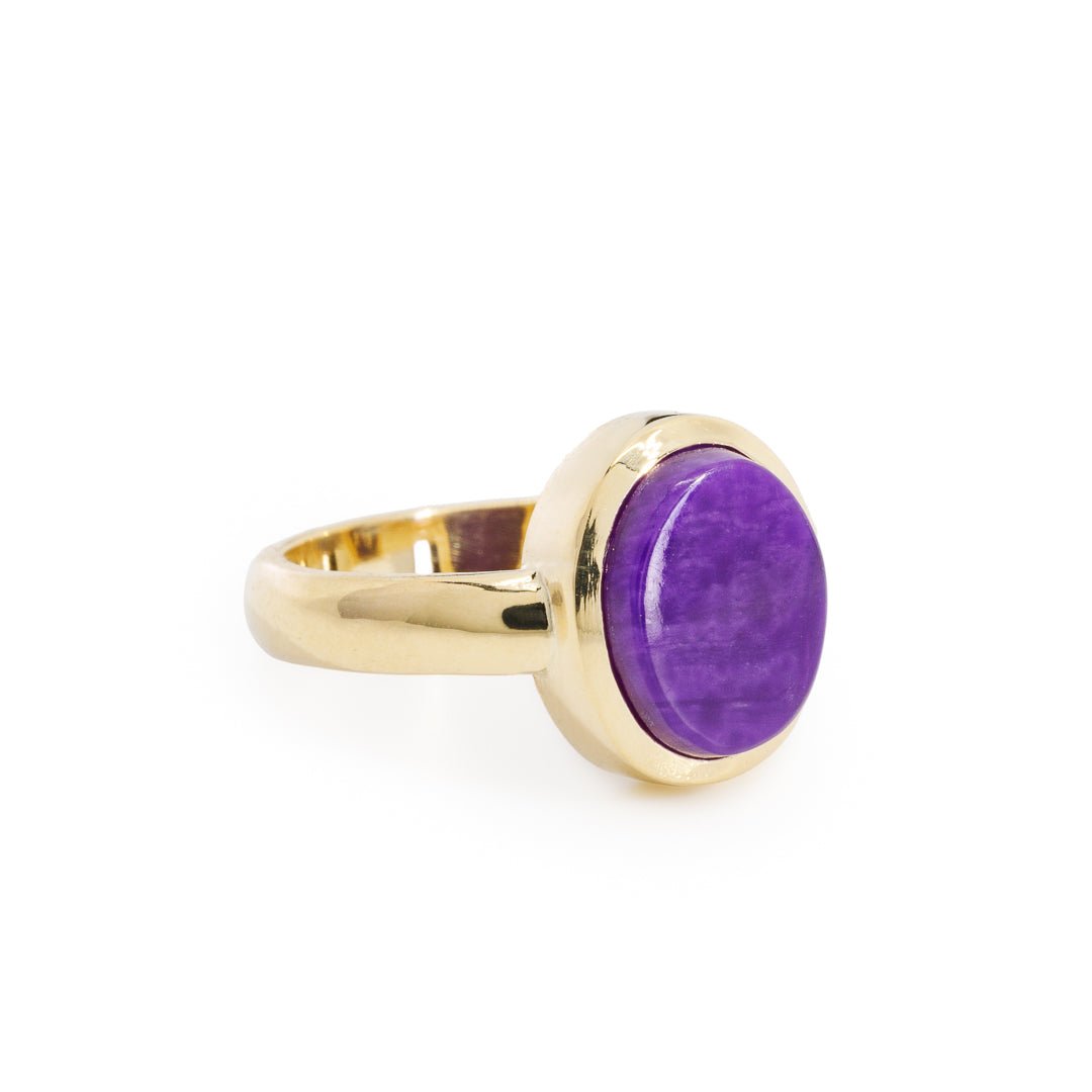 Gel Sugilite 4.85 Carat Cabochon 18k Handcrafted Gemstone Ring - KKO-104 - Crystalarium