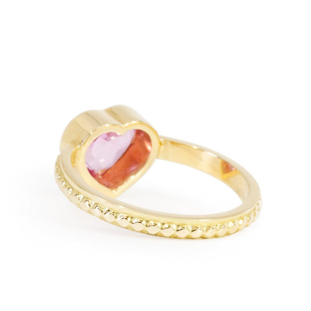 Pink Sapphire 1.78 Carat Faceted Heart 18k Handcrafted Gemstone Ring - HHO-207 - Crystalarium