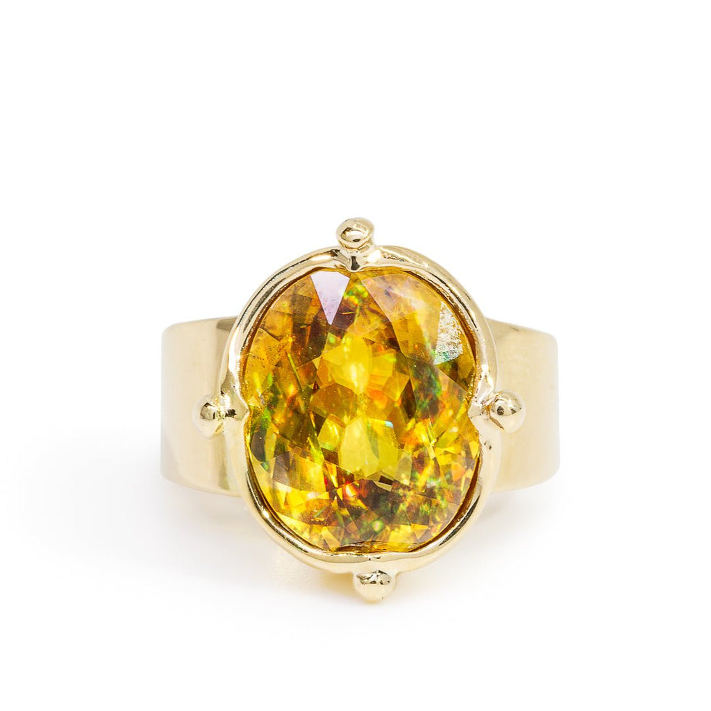 Sphene 8.44 Carat 18k Handcrafted Gemstone Ring - KKO-141 - Crystalarium