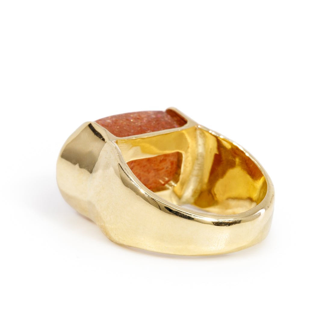 Sunstone 13.38 Carat Cabochon 18k Handcrafted Gemstone Ring - DDO-108 - Crystalarium