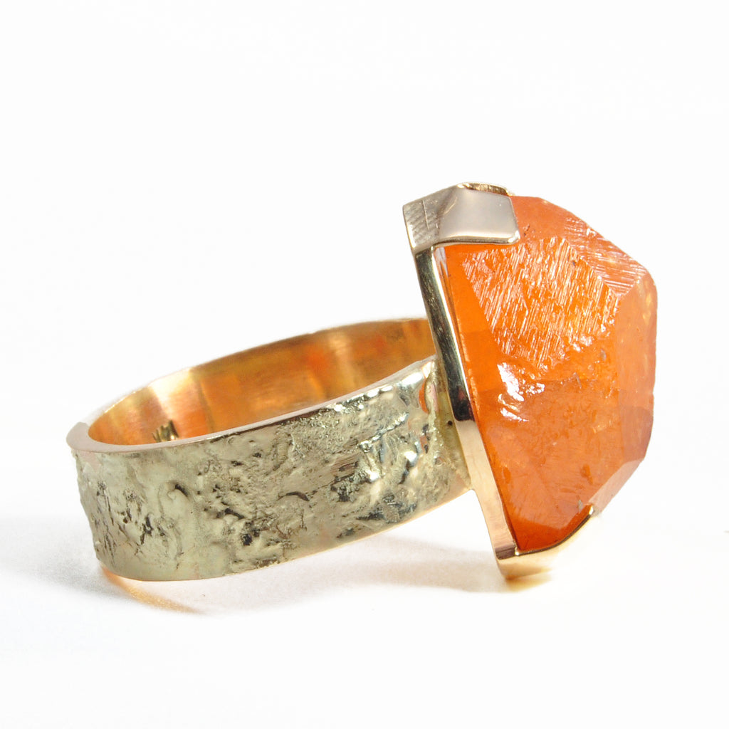 Spessartine Garnet 19.78 mm 27.06 ct Natural Crystal 14K Handcrafted Gemstone Ring - CCO-230 - Crystalarium