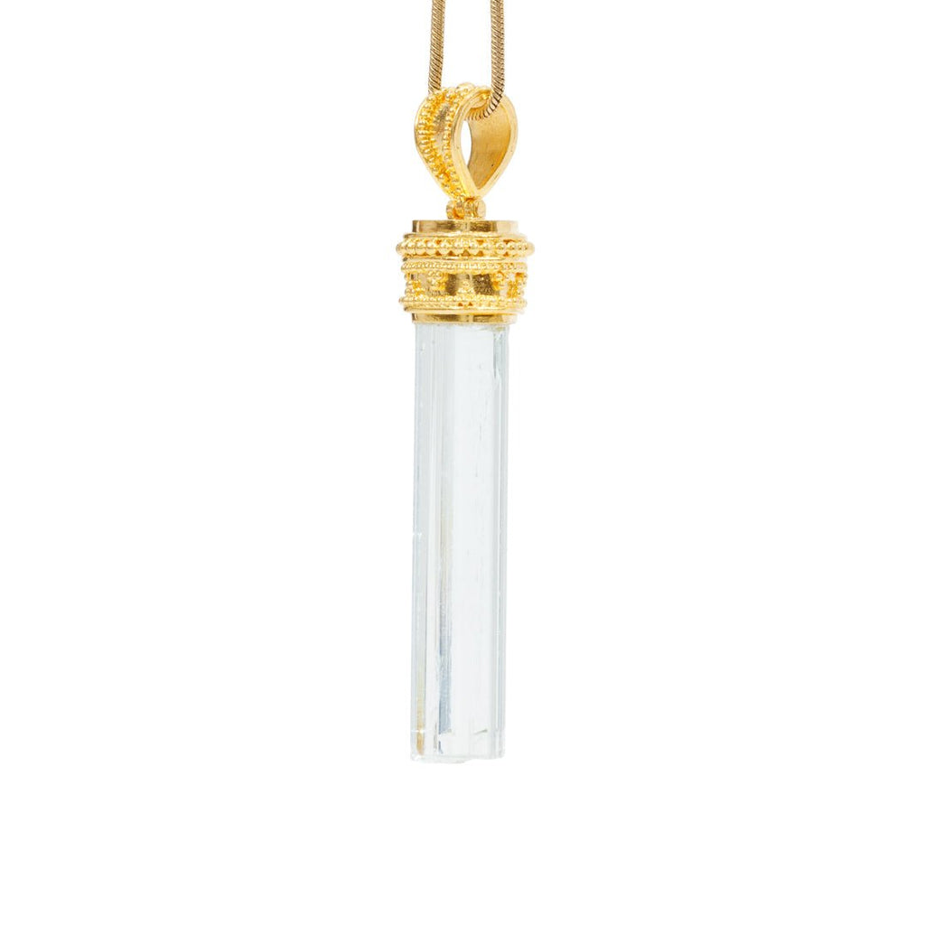 Aquamarine 15.47 Carat 22k Handcrafted Natural Crystal Pendant - KKO-211 - Crystalarium