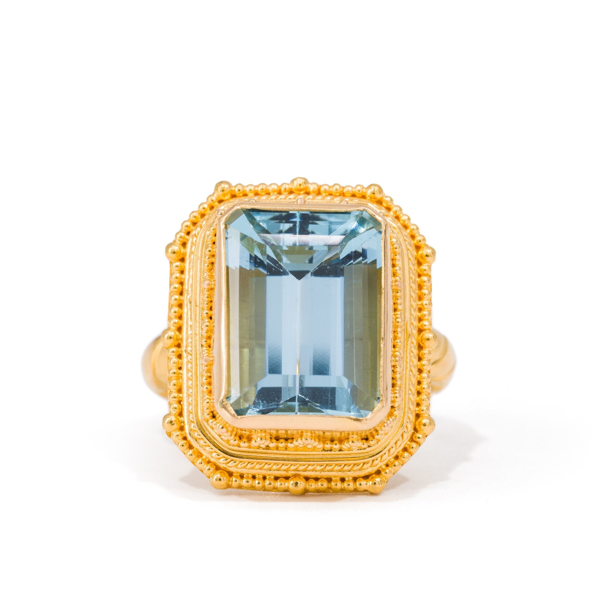 Aquamarine 9.08 Carat 22k Handcrafted Gemstone Ring - LLO-122 - Crystalarium