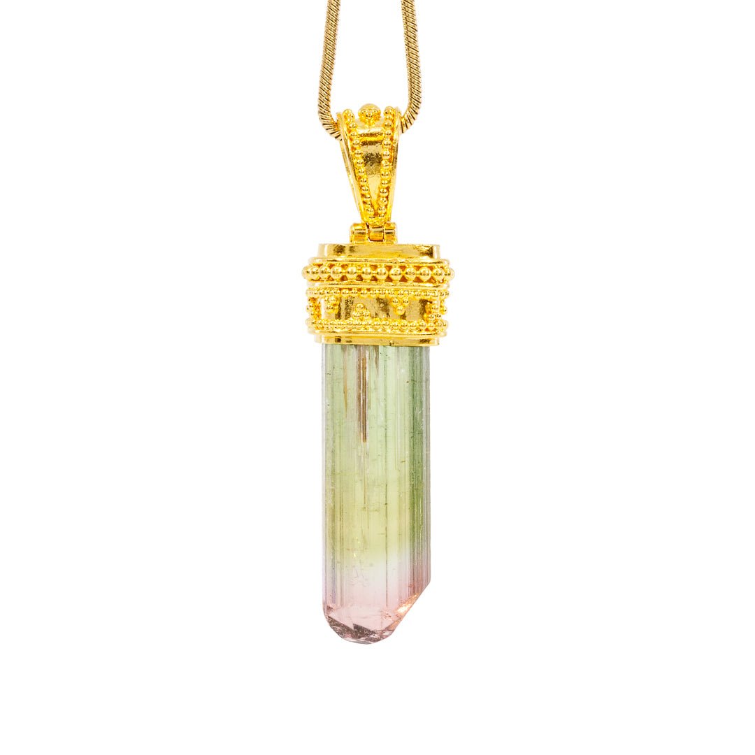 Bicolor Tourmaline 11.54 Carat 22k Handcrafted Natural Crystal Pendant - KKO-204 - Crystalarium