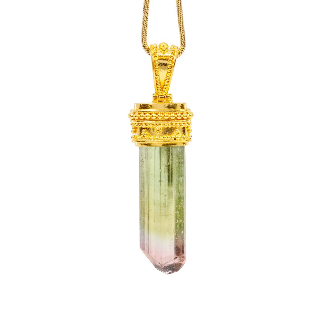 Bicolor Tourmaline 11.54 Carat 22k Handcrafted Natural Crystal Pendant - KKO-204 - Crystalarium