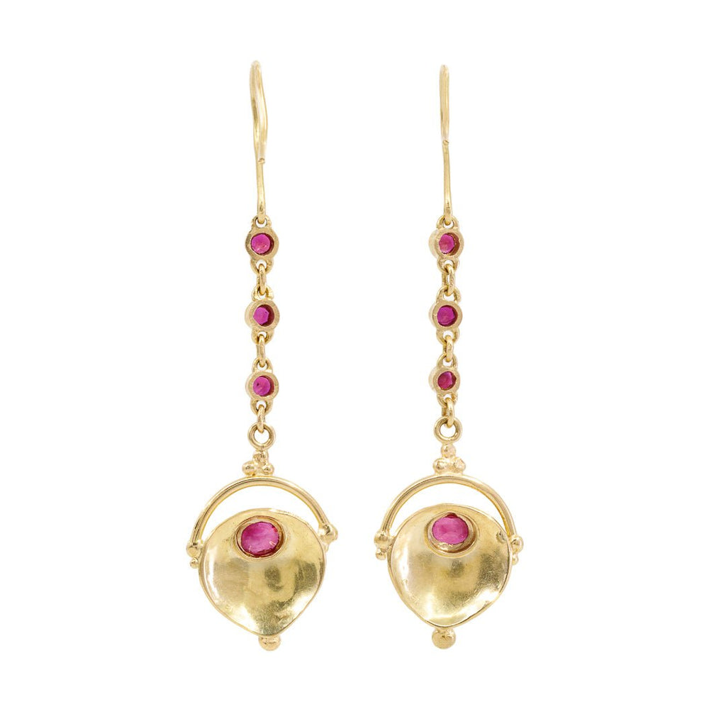 Ruby 5.36 carats Faceted 22K Handcrafted Gemstone Dangle Earrings - GGO-075 - Crystalarium