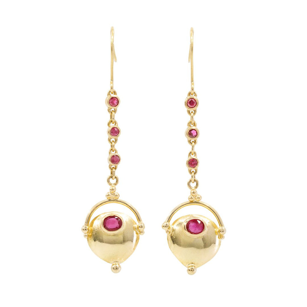 Ruby 5.36 carats Faceted 22K Handcrafted Gemstone Dangle Earrings - GGO-075 - Crystalarium