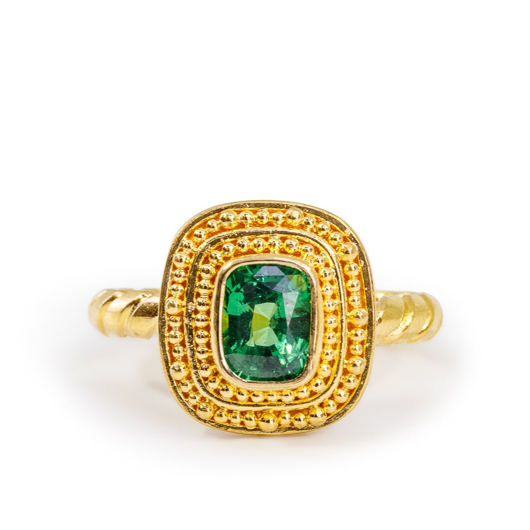 Tsavorite Garnet 1.77 Carat 22k Handcrafted Gemstone Ring - KKO-208 - Crystalarium