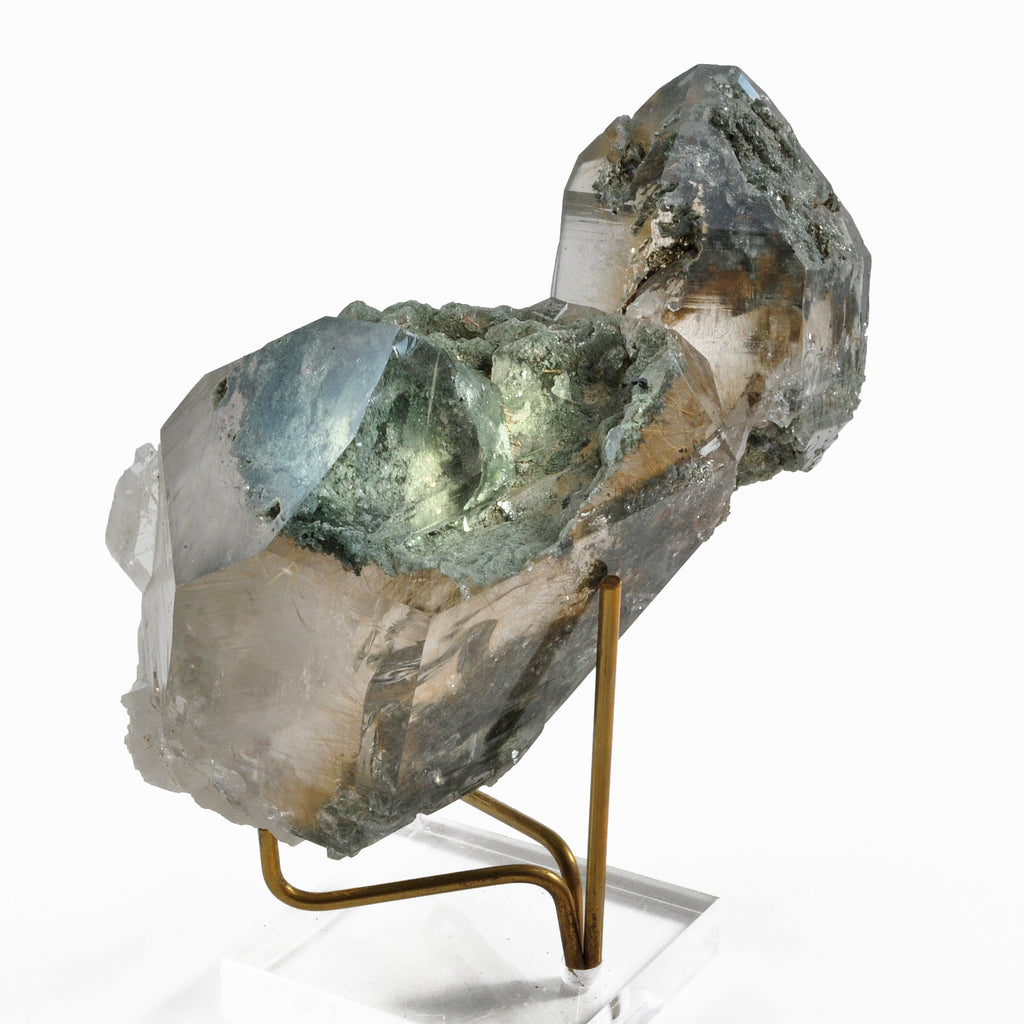 Cat's Eye Rutilated Quartz with Chlorite 5.6 inch 2.63 lb Natural Crystal Cluster - Mongolia - DDX-250 - Crystalarium