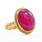 Ruby 18.03 mm 14.17 ct Gem Oval Cabochon 18K Handcrafted Gemstone Ring - DDO-095 - Crystalarium