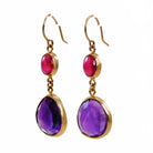 Amethyst with Pink Tourmaline 30.88mm 14.36 ct Handcrafted 14K Gemstone Earrings - BBO-226 - Crystalarium