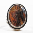 Arizona "Tiger's Eye" 20.97 mm 11.69 ct Oval Cabochon Sterling Silver Handcrafted Ring - SO-098 - Crystalarium