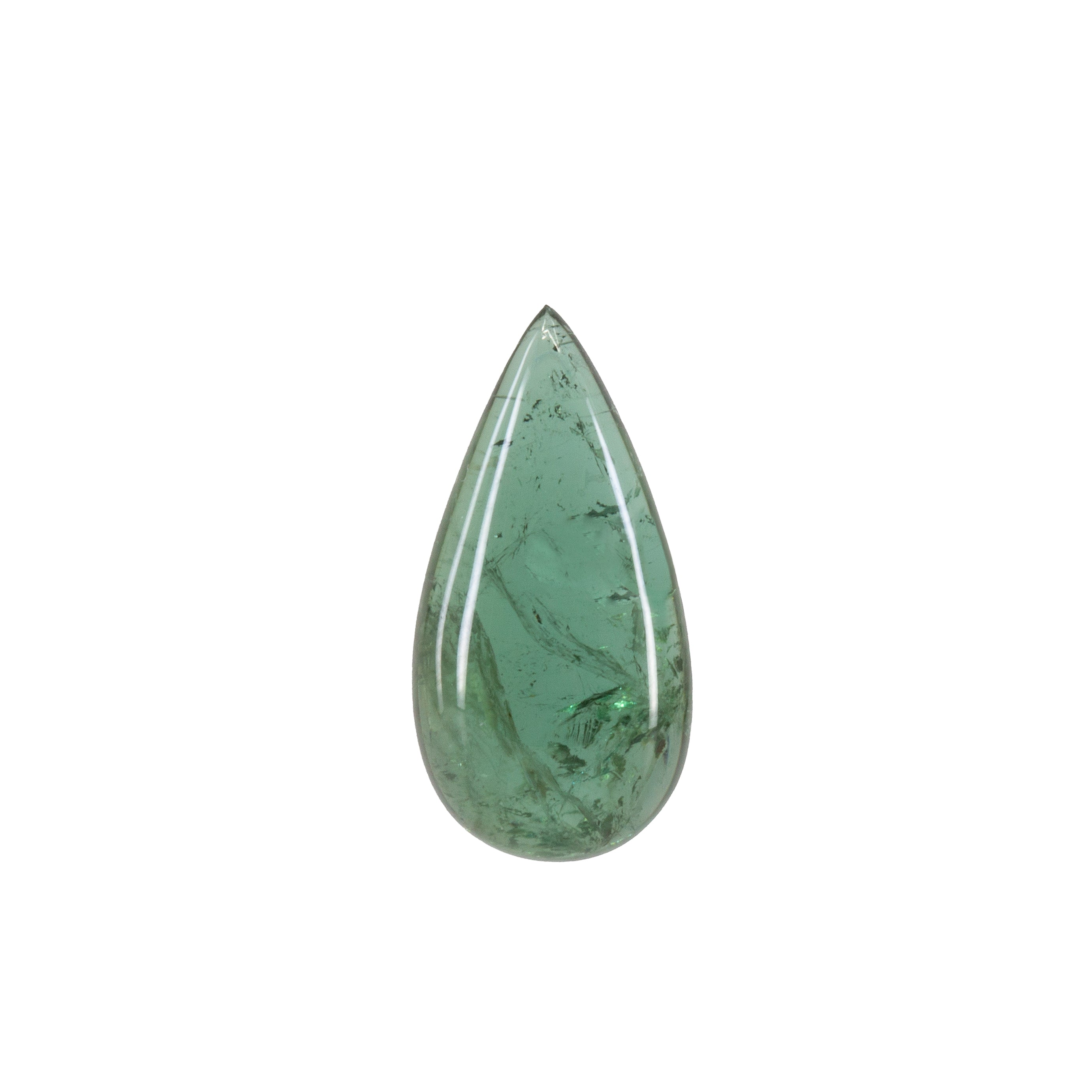 Green Tourmaline 10.18 ct Pear Shaped Gemstone Cabochon - 5-059 - Crystalarium