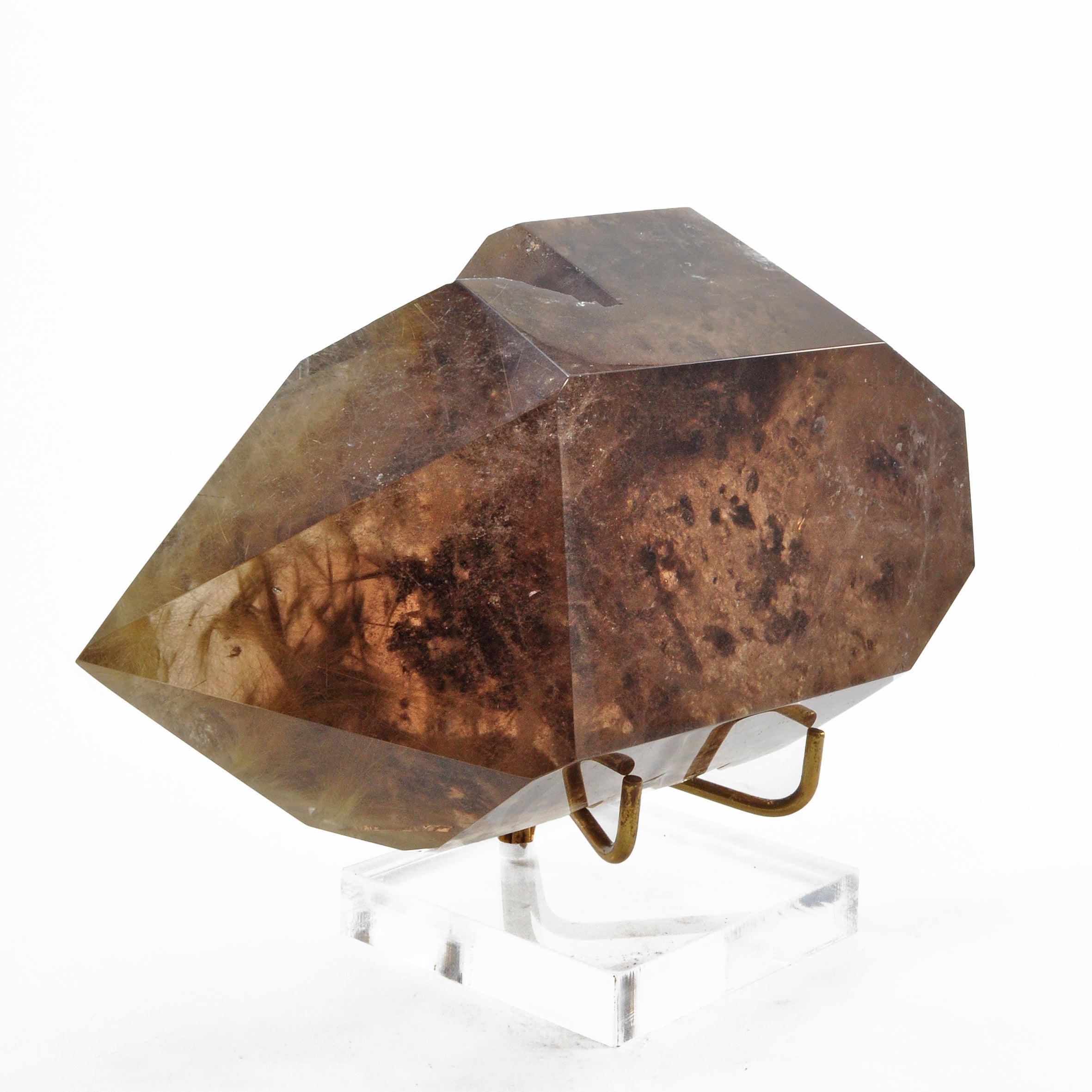 Rutilated Smoky Quartz 8 inch 3.0lbs Double Terminated Partial Polished Natural Crystal - Brazil - FFH-103 - Crystalarium