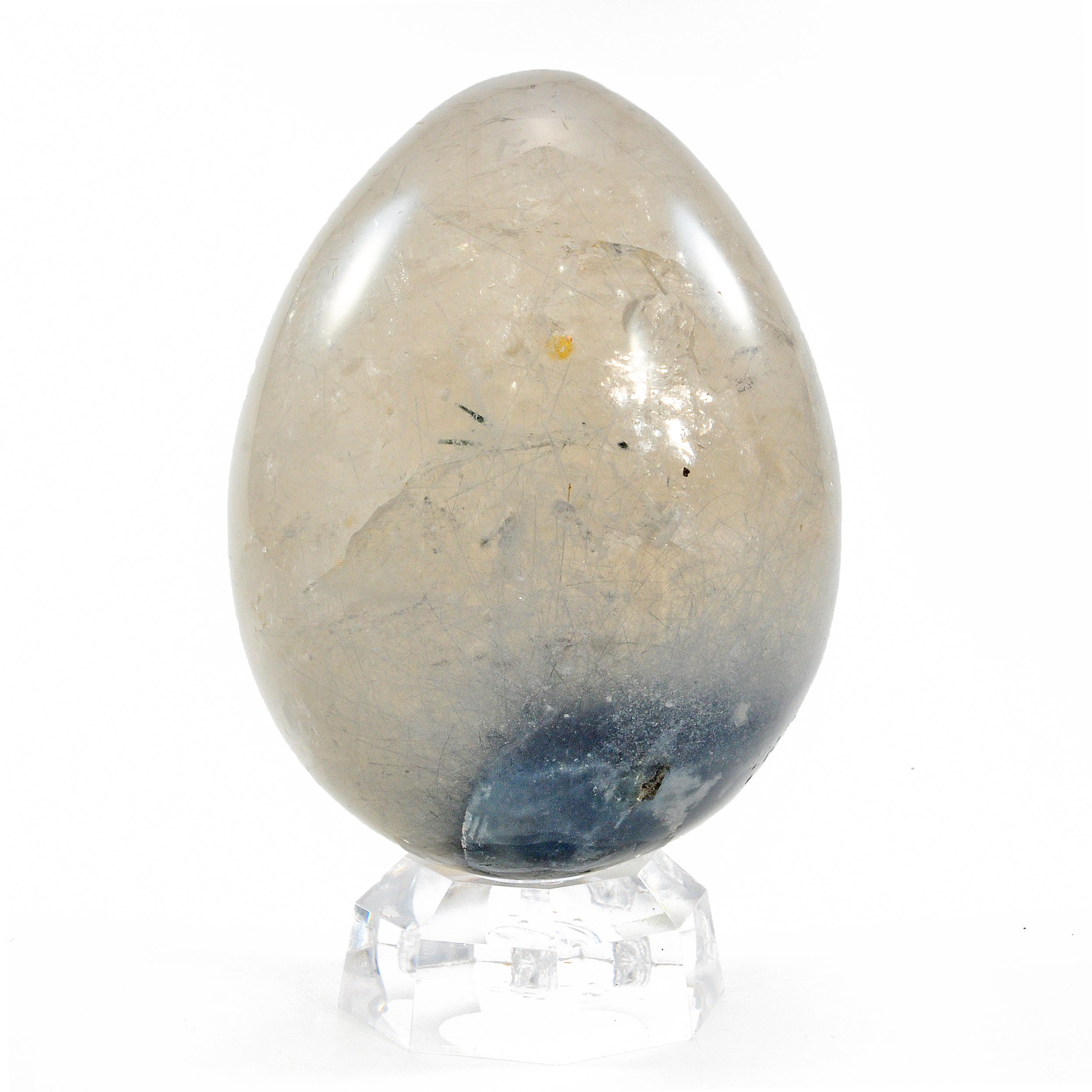 Blue Tourmaline in Quartz 3 inch 328 gr Polished Crystal Egg - Brazil - FFL-129 - Crystalarium