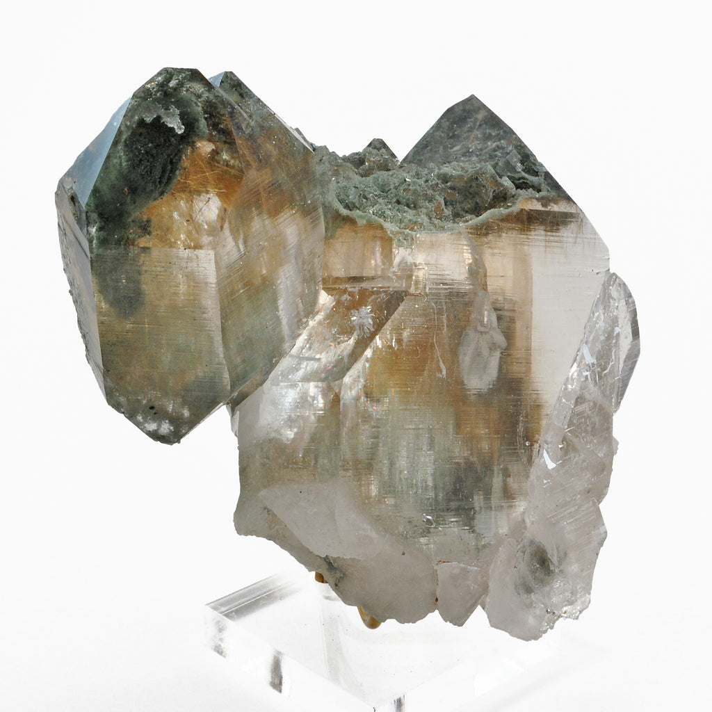 Cat's Eye Rutilated Quartz with Chlorite 5.6 inch 2.63 lb Natural Crystal Cluster - Mongolia - DDX-250 - Crystalarium