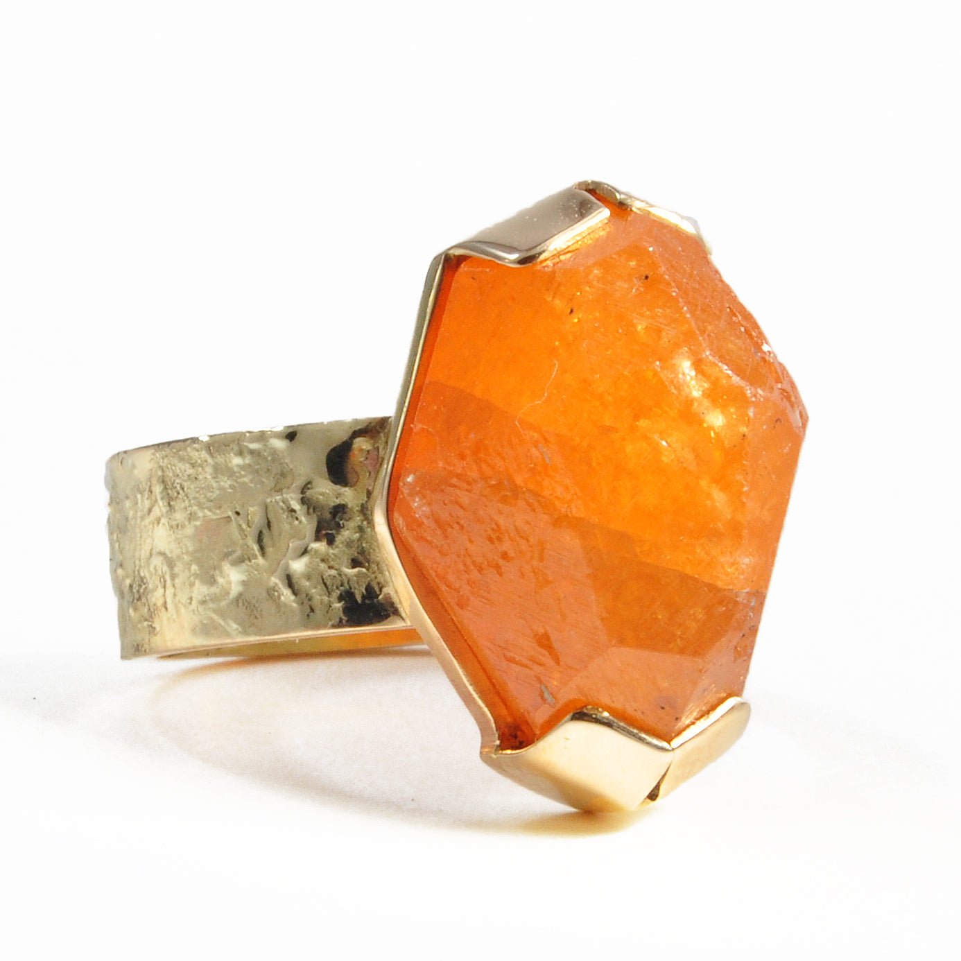 Spessartine Garnet 19.78 mm 27.06 ct Natural Crystal 14K Handcrafted Gemstone Ring - CCO-230 - Crystalarium