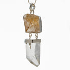 Rutilated Quartz & Clear Quartz Natural Crystal Sterling Silver Handcrafted Pendant - EEO-217 - Crystalarium