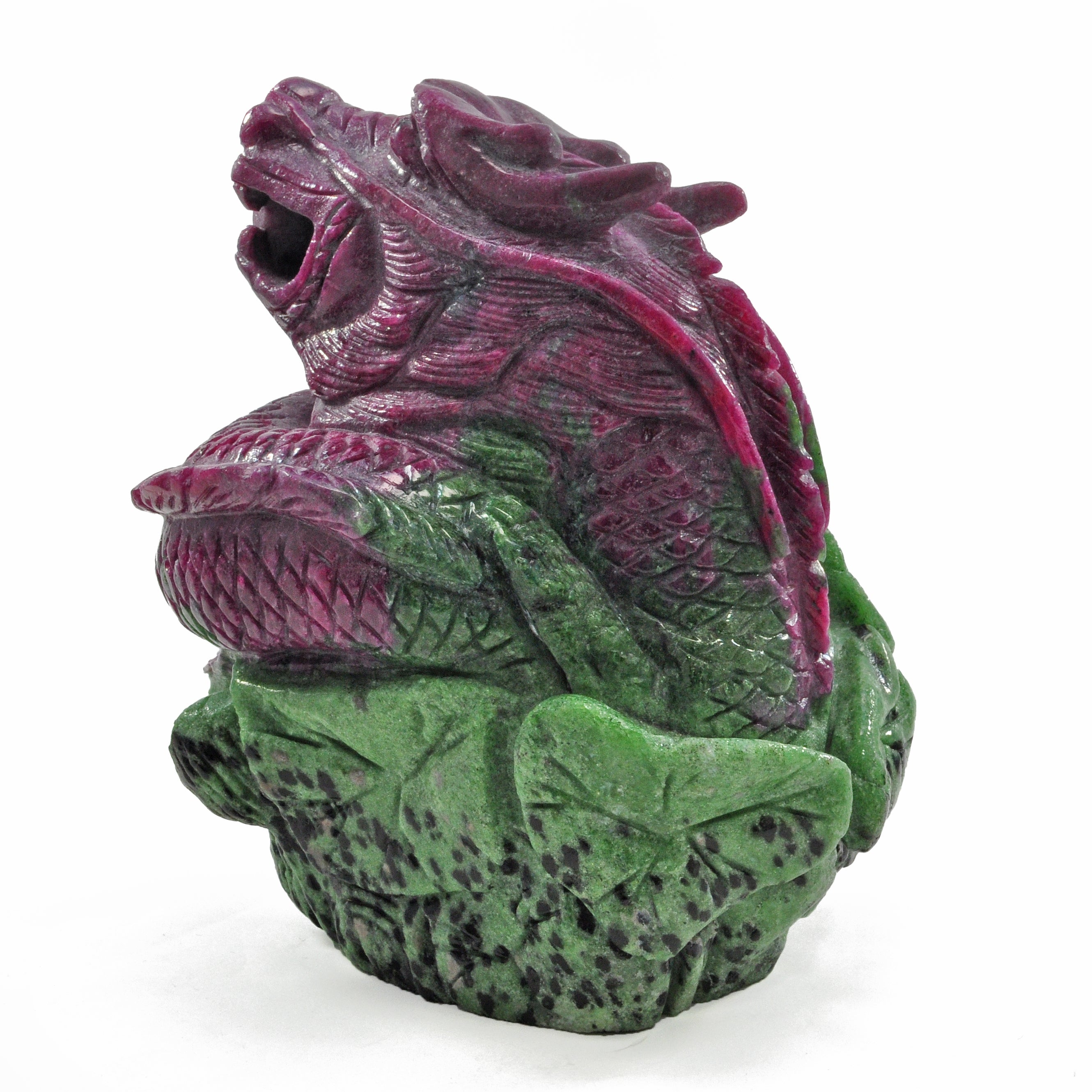 Ruby 4.53 inch 3.2 lbs with Zoisite Natural Crystal Carved Dragon - FFF-001 - Crystalarium