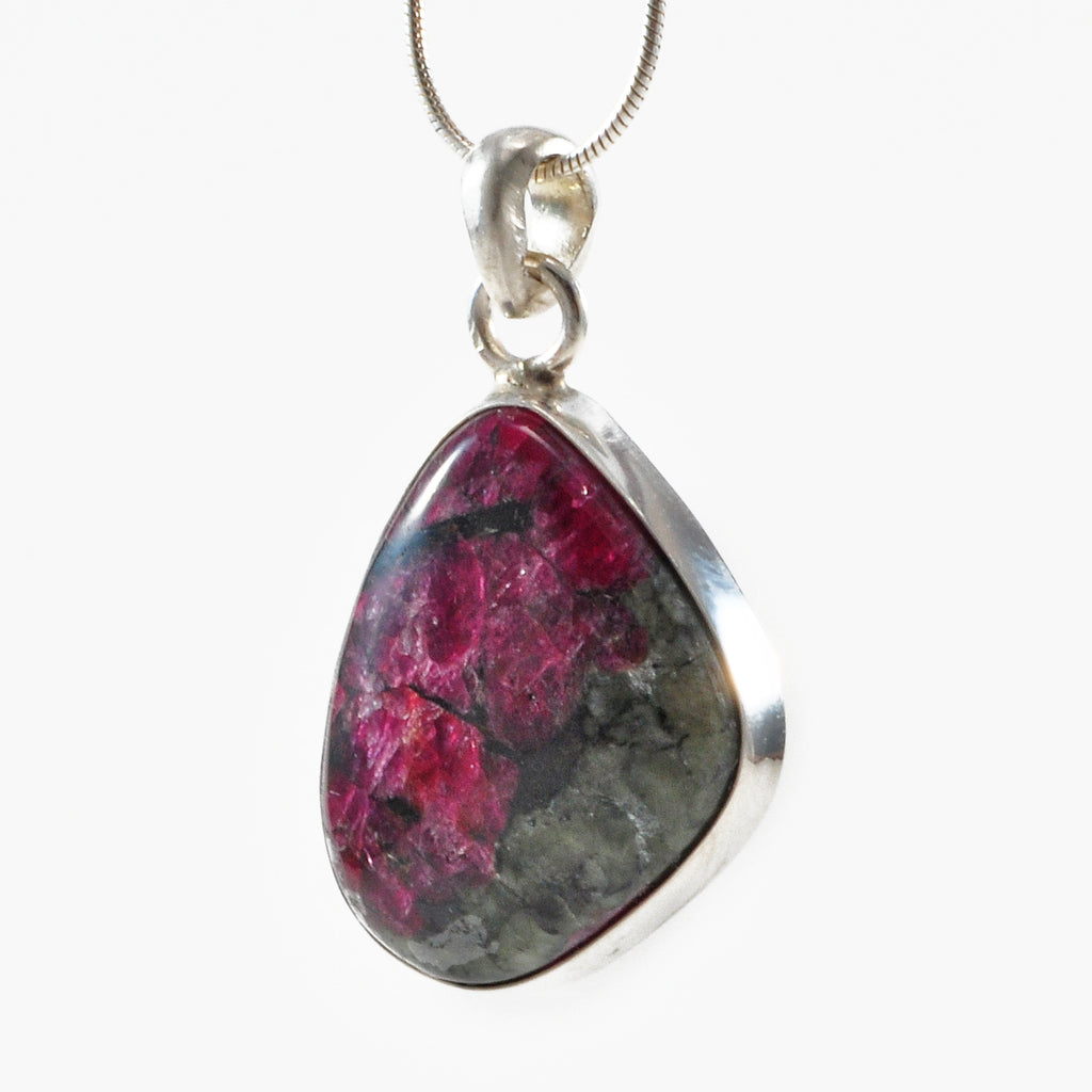 Eudialyte in Matrix 12.69ct Cabochon Sterling Silver Handcrafted Pendant - EEO-219 - Crystalarium