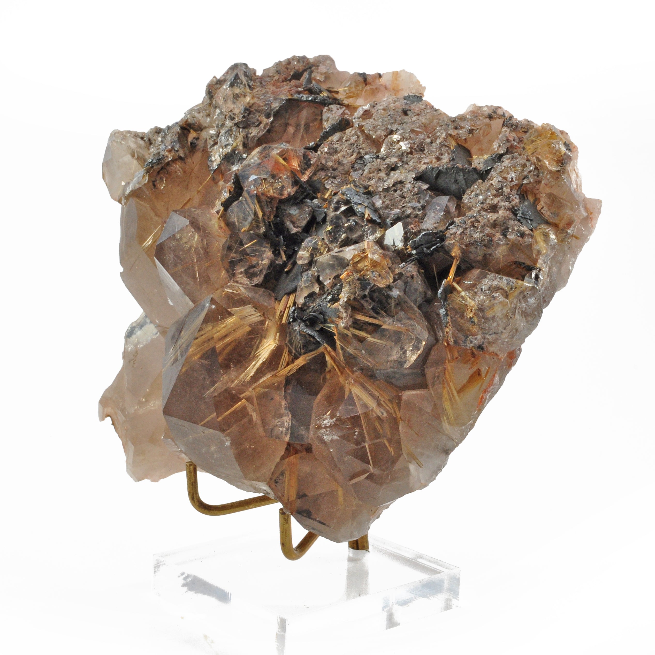 Rutilated Smoky Quartz 5.8 inch 2.7 lbs Natural Crystal Cluster - Brazil - FFX-092 - Crystalarium