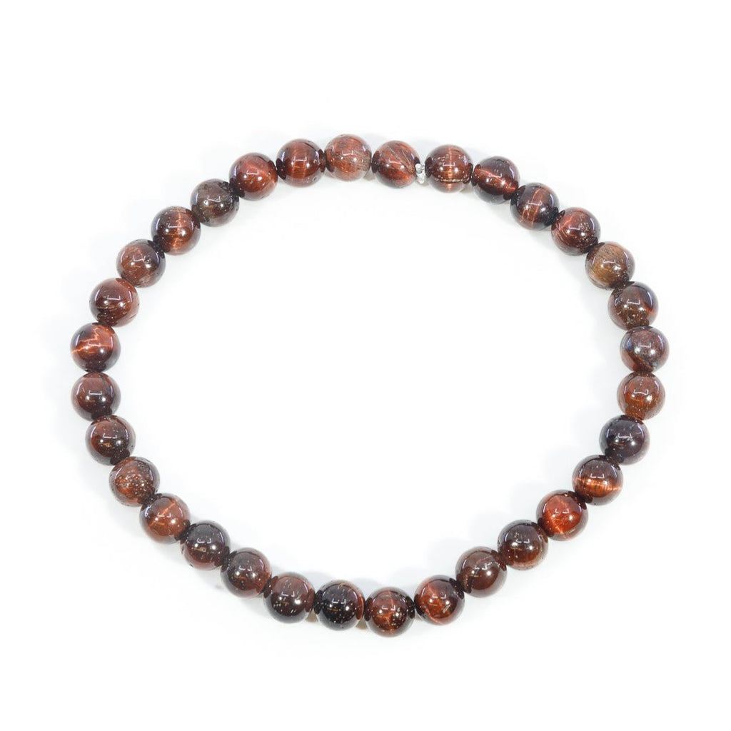 Red Tigers Eye 6mm Beaded Bracelet - KKW-036 - Crystalarium