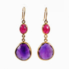 Amethyst with Pink Tourmaline 30.88mm 14.36 ct Handcrafted 14K Gemstone Earrings - BBO-226 - Crystalarium